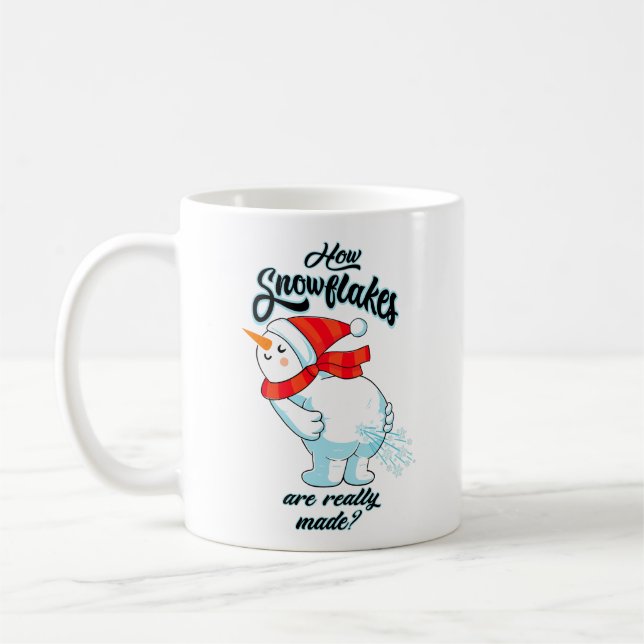 Farting Snögubbe hur Snöflingor framställs i Verkl Kaffemugg (Vänster)