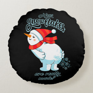 Farting Snögubbe hur Snöflingor framställs i Verkl Rund Kudde