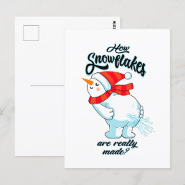 Farting Snögubbe hur Snöflingor framställs i Verkl Vykort