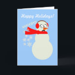Farting Snowman Cartoon Helgkort<br><div class="desc">This is a funny cartoon image of a snowman looking distressed because he is farting snowflakes.  This is a funny winter holiday design to share fun and laughs during the Christmas season.  If you have friends who love a good fart joke,  this farting snowman will definitely make them laugh.</div>