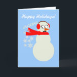 Farting Snowman Cartoon Helgkort<br><div class="desc">This is a funny cartoon image of a snowman looking distressed because he is farting snowflakes.  This is a funny winter holiday design to share fun and laughs during the Christmas season.  If you have friends who love a good fart joke,  this farting snowman will definitely make them laugh.</div>