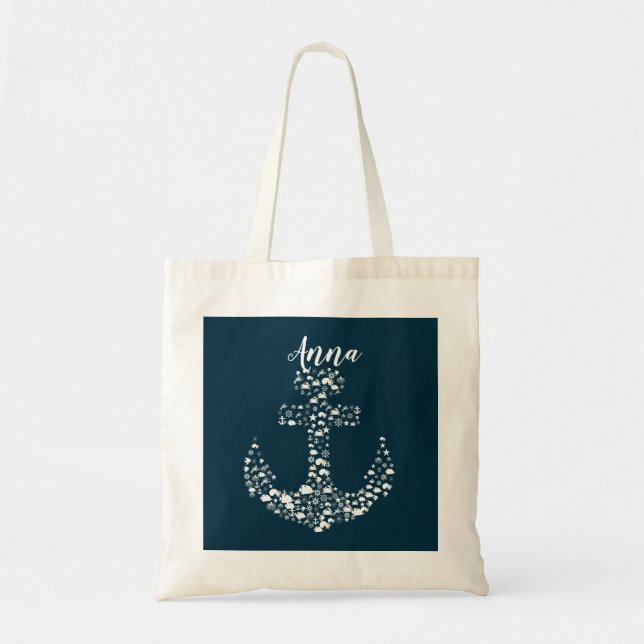 Fartkritiker Anchor Nautical/Coastal Tygkasse (Framsidan)