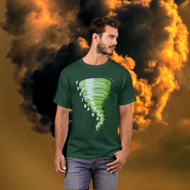 Fartnado Grönt Gas Tornado Mörk Färgad Unisex Tee (Fartnado Green Gas Tornado Dark Colored Unisex T-Shirt)