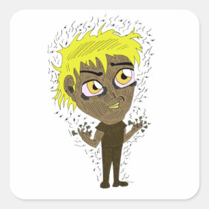 Farty Finger Chibi Fyrkantigt Klistermärke