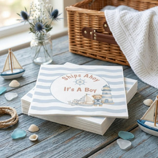 Fartyg Ahoj Det Är En Pojke Baby Shower Pappersservett
