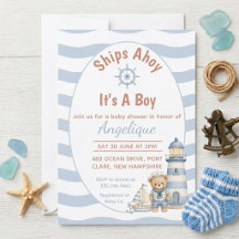 Fartyg Ahoj Det Är En Pojke Marin Babyfirande