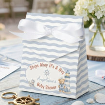 Fartyg Ahoj Det Är En Pojke Marin Bebis Babyshower