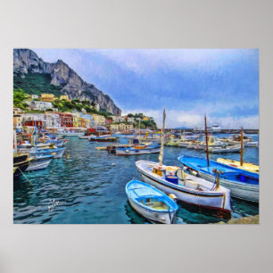 Fartyg av Capri italiensk fotokonst Poster