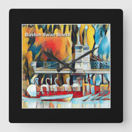 Fartyg för art décoBoston svan Fyrkantig Klocka