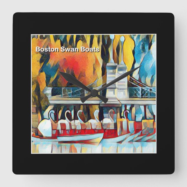 Fartyg för art décoBoston svan Fyrkantig Klocka (Framsida)