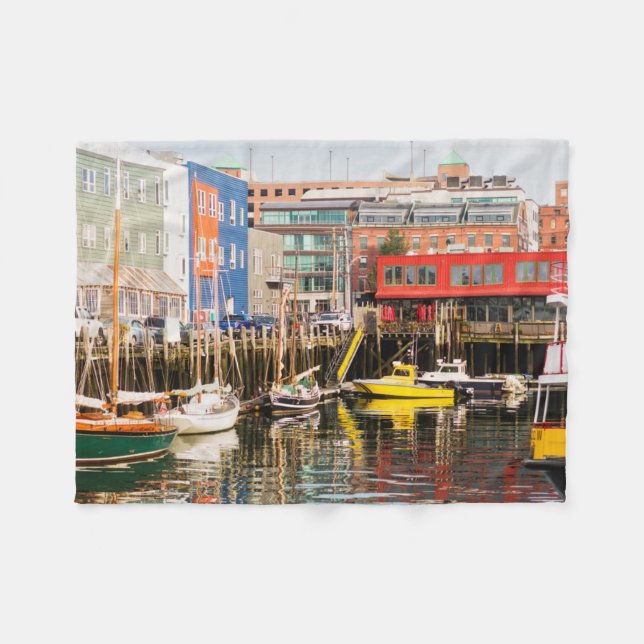 Fartyg förtöjde | Portland, Maine Fleecefilt (Framsidan (Horisontell))