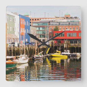 Fartyg förtöjde Portland, Maine Fyrkantig Klocka