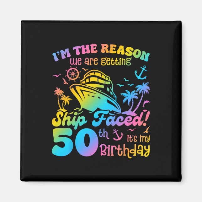 Fartyg framifrån Det är min 50-årsdag Kryssningsfa Magnet (Framsidan)