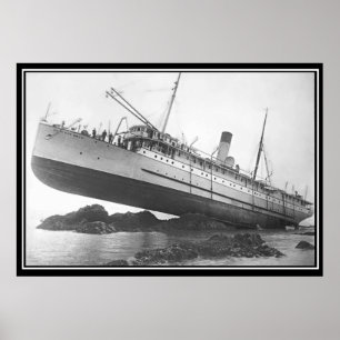 Fartyg Grundstött Vintage Foto Affisch