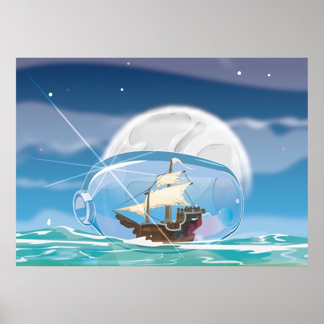 Fartyg i en flaska på havet poster (Framsidan)