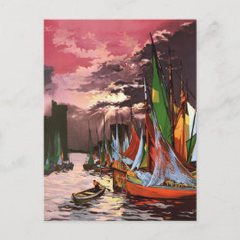 Fartyg i hamnen i La Rochelle Art Vykort