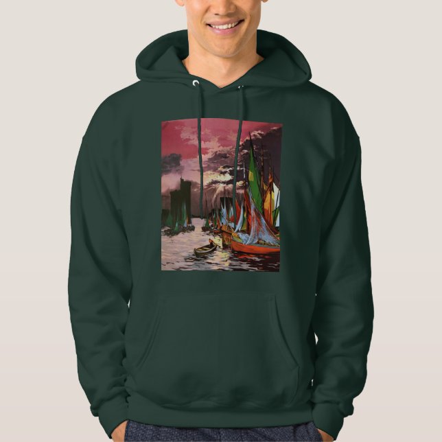 Fartyg i hamnen i La Rochelle Konst Hoodie (Framsida)