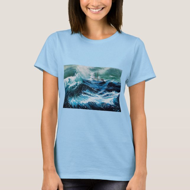 Fartyg i havet i storm tee shirt (Framsida)