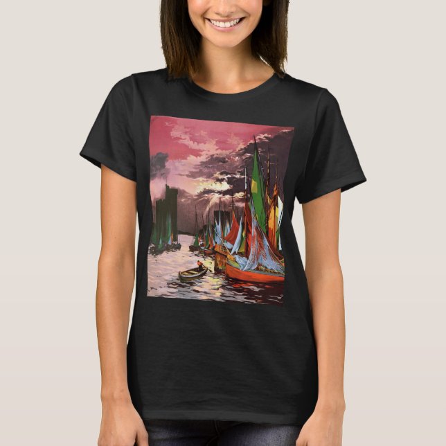 Fartyg i La Rochelles hamn Konst T Shirt (Framsida)