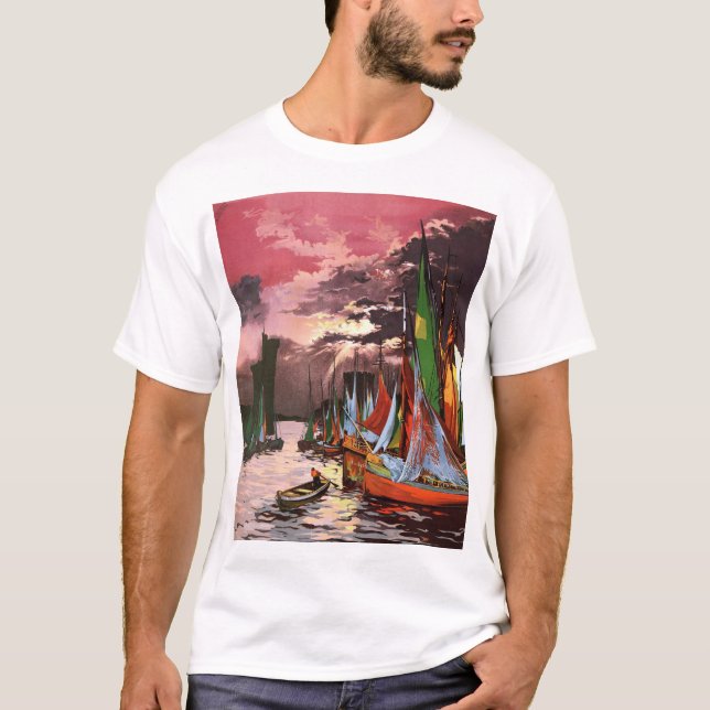 Fartyg i La Rochelles hamn Konst T Shirt (Framsida)