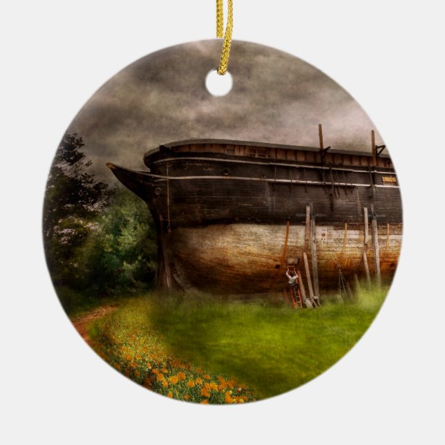 Fartyg - konstruktionen av Noahs ark Julgransprydnad Keramik (Framsidan)