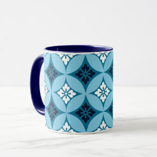 Fartyg med blomstermotif, blått och vitt mugg