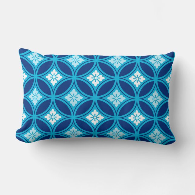Fartyg med blomstermotif, djup indigo Blue Lumbarkudde (Framsida)
