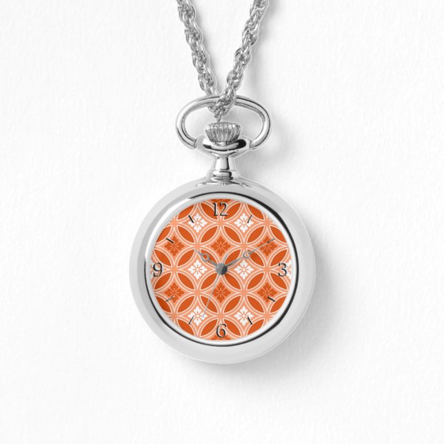 Fartyg med blomstermotif, Mandarin-Orange Armbandsur (Framsida)