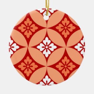 Fartyg med blomstermotif, Mandarin-Orange Julgransprydnad Keramik
