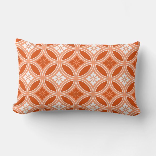 Fartyg med blomstermotif, Mandarin-Orange Lumbarkudde (Framsida)