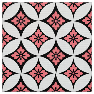 Fartyg med blomstermotif, svart, vitt och Rosa Tyg
