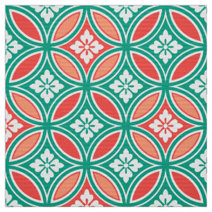 Fartyg med blomstermotif, turkos och korall tyg