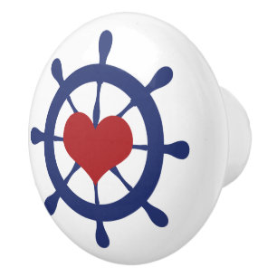 Fartyg med Heart Coastal Nautical Beach Knopp