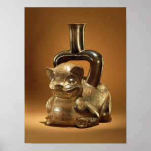 Fartyg med puma, Chavin Culture, c.90 BC Poster