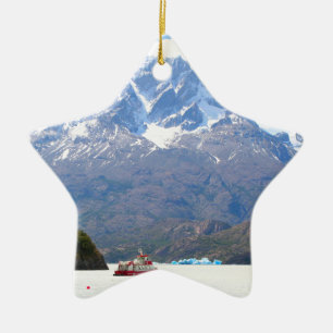 Fartyg och berg, Patagonia, Chile Julgransprydnad Keramik