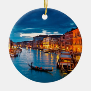 Fartyg på den färgrika Venedig för kanalvatten Julgransprydnad Keramik