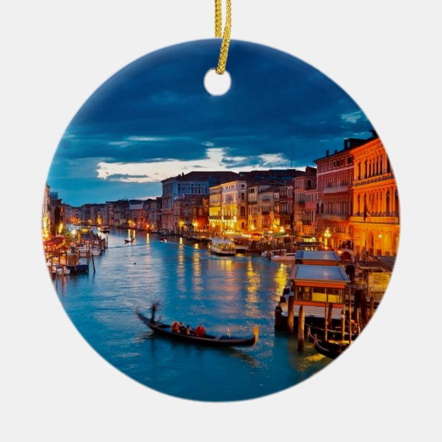 Fartyg på den färgrika Venedig för kanalvatten Julgransprydnad Keramik (Framsidan)