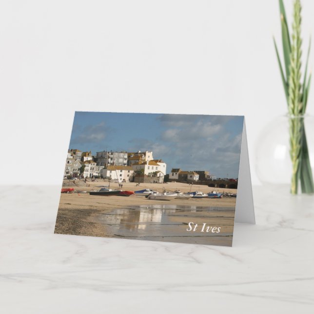 Fartyg på den låga tiden, St Ives hamn Kort (Framsida)