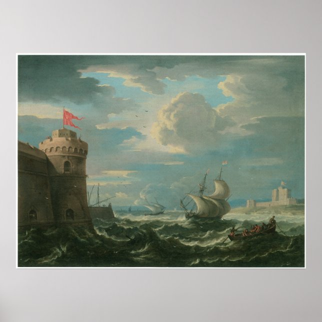 Fartyg på en Stiff Breeze, Pieter Mulier Poster (Framsidan)