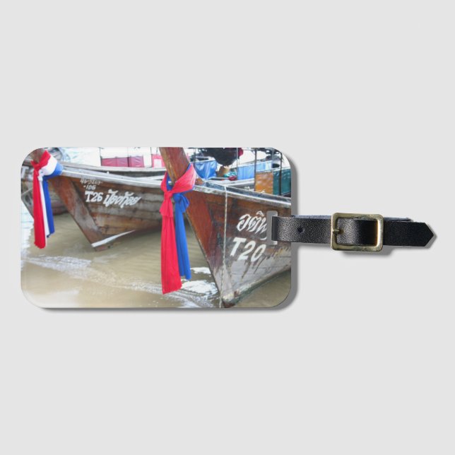 Fartyg på för PhiPhi för strand | öarna, Thailand Bagagebricka (Framsida horisontal)