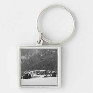 Fartyg på Konigssee, c.1910 Fyrkantig Silverfärgad Nyckelring