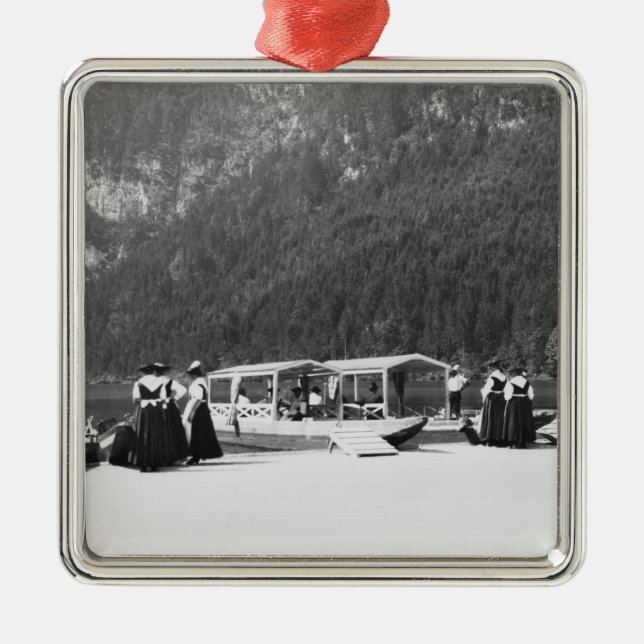 Fartyg på Konigssee, c.1910 Julgransprydnad Metall (Framsidan)