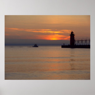 Fartyg på Lake Michigan på den södra Poster