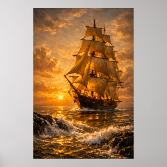Fartyg på sjöväggskonst poster (Framsidan)