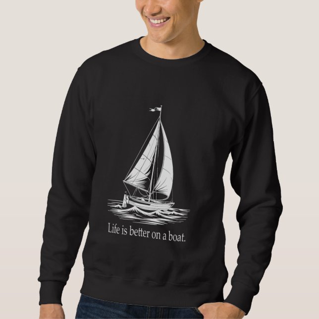 Fartygets segelbåtkapten Anchor Boat Sailing Lång Ärmad Tröja (Framsida)