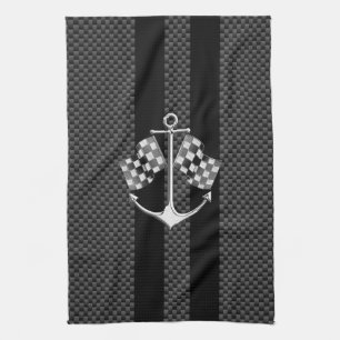 Fartygets Tävla Nautical in Carbon Fiber Decor Kökshandduk