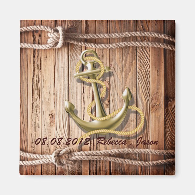 fartygsdock trä strand ankare nautisk spara datume magnet (Framsidan)