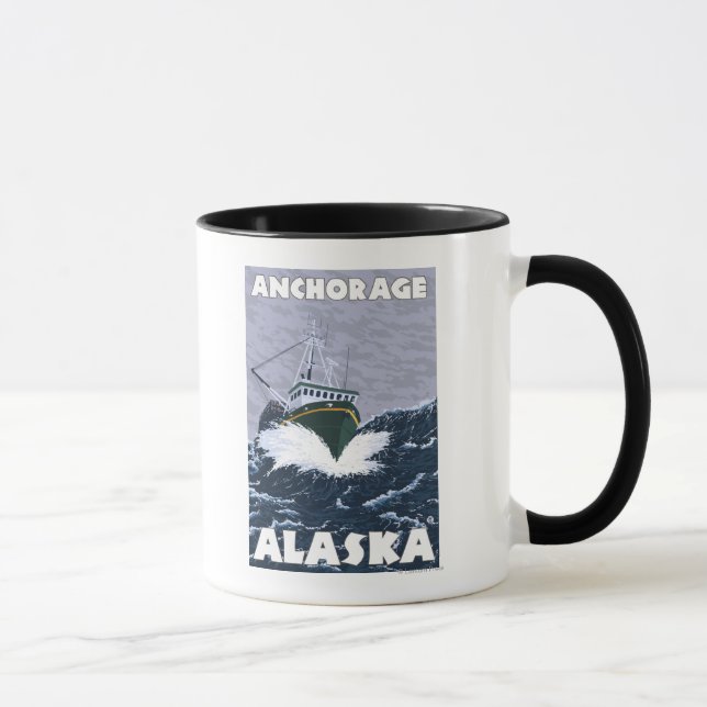 Fartygsscen för fiske - ankorage, Alaska Mugg (Höger)