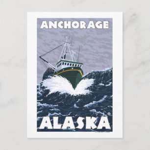 Fartygsscen för fiske - ankorage, Alaska Vykort