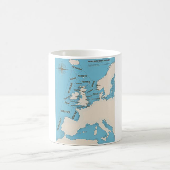 Fartygsväderprognosen för Brittiska öarna i färg Kaffemugg (Center)